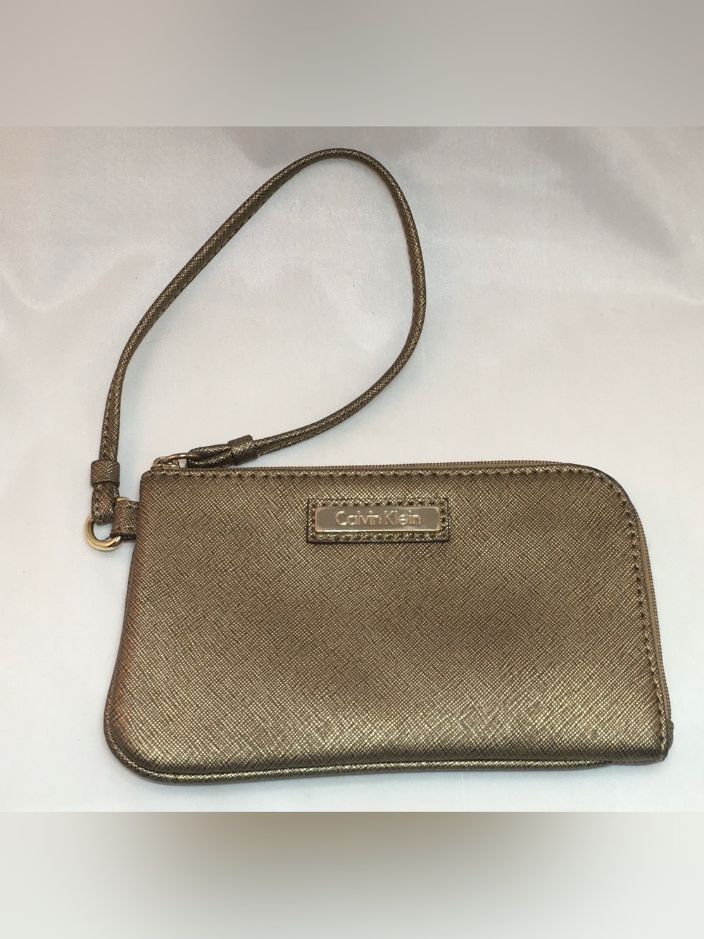 Calvin Klein Metallic Bronze Wristlet Clutch